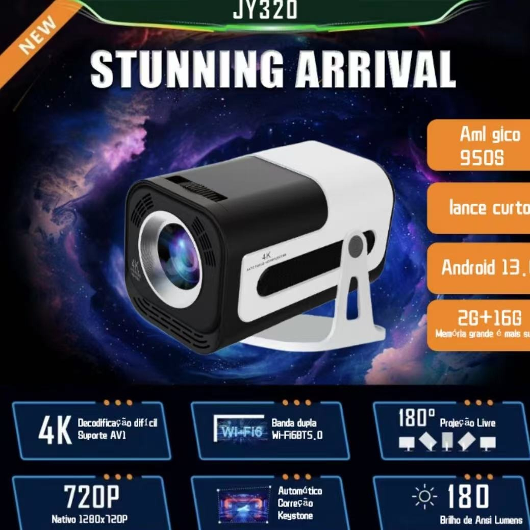 Projetor Jy320 Ideal Para Filmes Séries E Jogos 4k Unico 127/220v