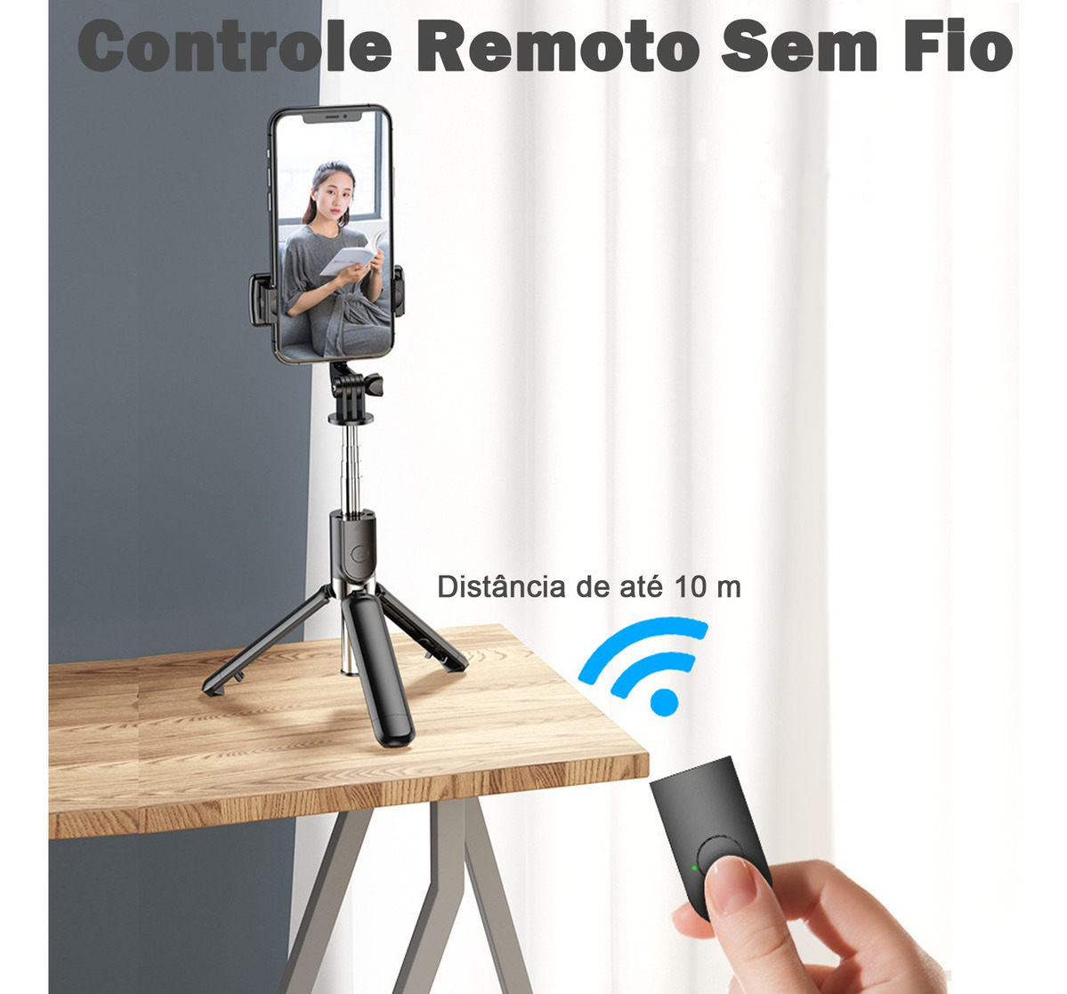 Suporte Tripé Zp18 70cm Pau De Selfie Dobrável Preto - Imagem 3