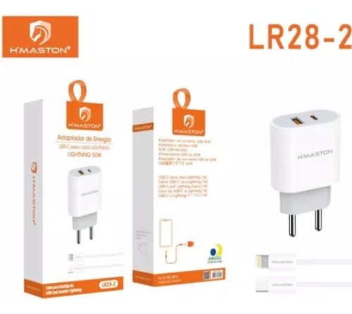 Carregador Rápido 50w Lr28-2 H'maston Turbo Branco