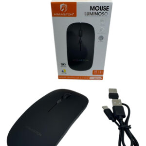 Mouse Sem Fio Bluetooth Recarregável H'maston Luminoso Preto