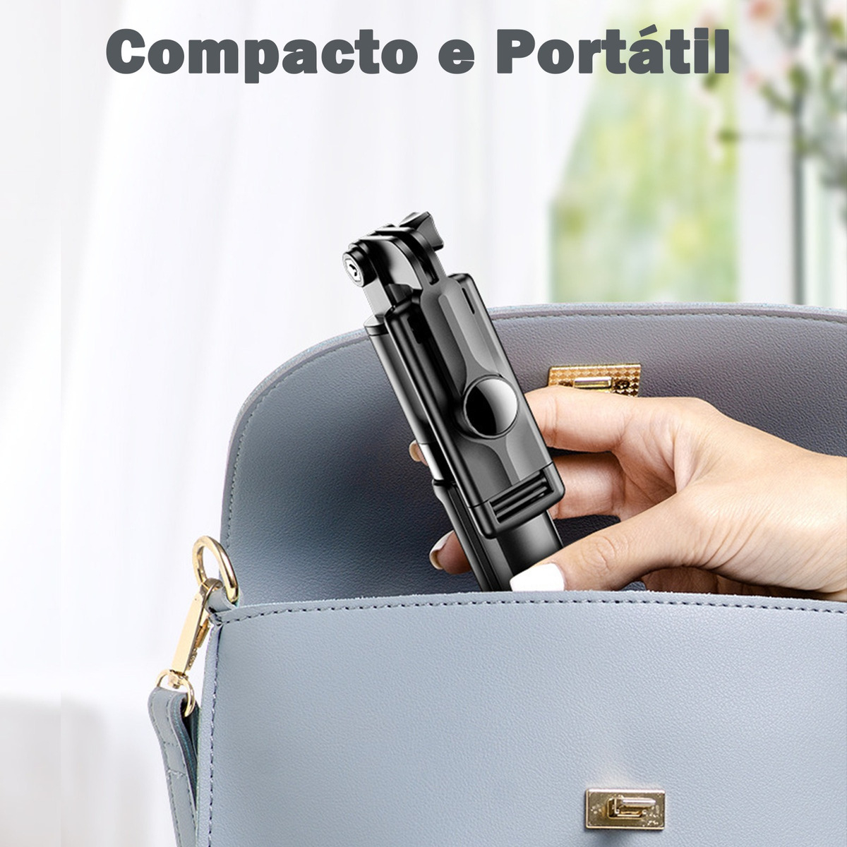 Pau De Selfie Tripé Zp18 70cm Com Suporte Celular Preto - Imagem 4