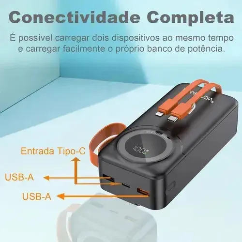 Power Bank H'maston 30000mah Yd66 Super Rápido Envio Rapido Preto - Imagem 3