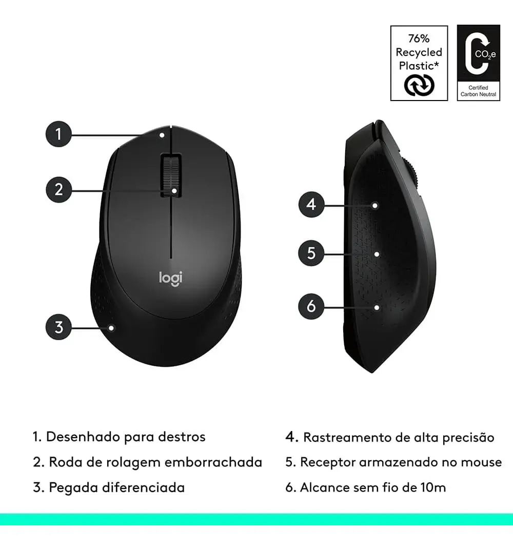 Mouse Sem Fio M280 Preto Logitech - Imagem 7