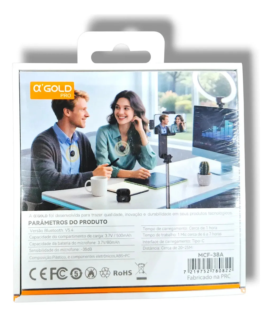 Lapela Duplo A'gold Mcf-38a P/ Vídeo E Podcast Envio Rapido Preto - Imagem 4