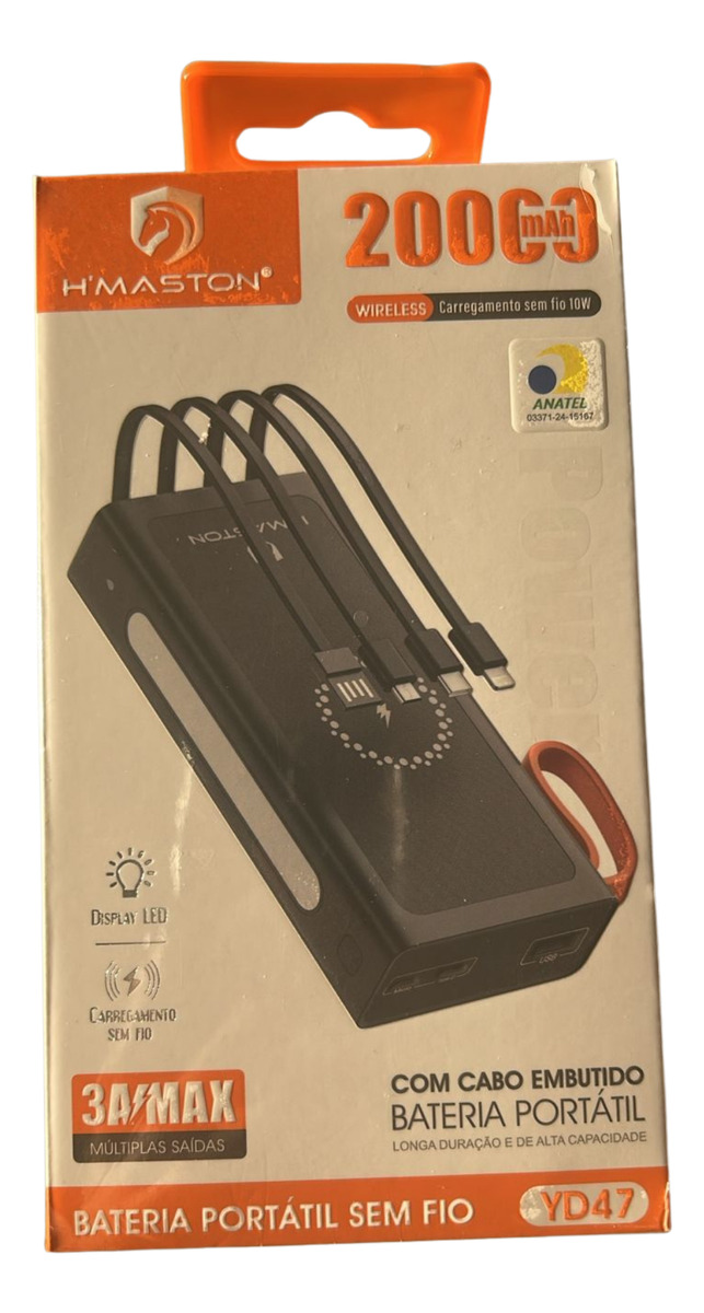 Power Bank 20000mah Hmaston Ideal Para Viagens Preto - Imagem 3