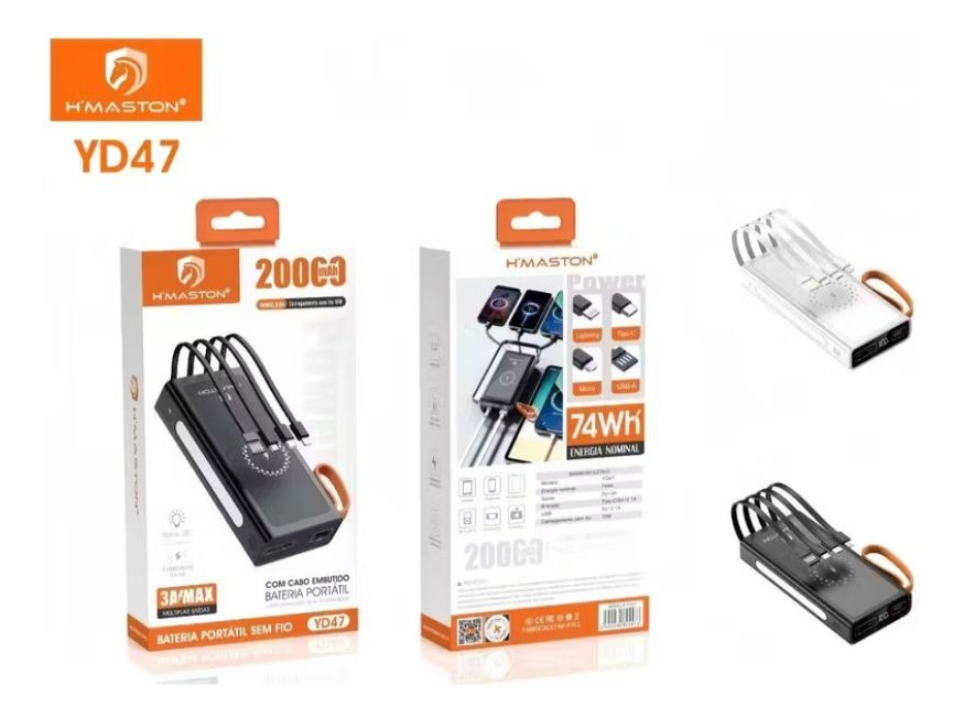 Power Bank Hmaston 20000mah Rende Muito E Carrega Rapido Preto - Imagem 2