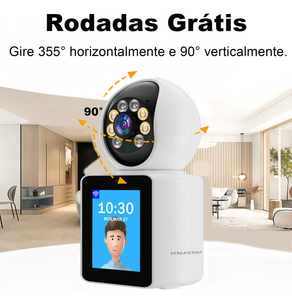 Câmera Hd Inteligente Wi-fi Bidirecional Visão Noturna Branco - Imagem 3