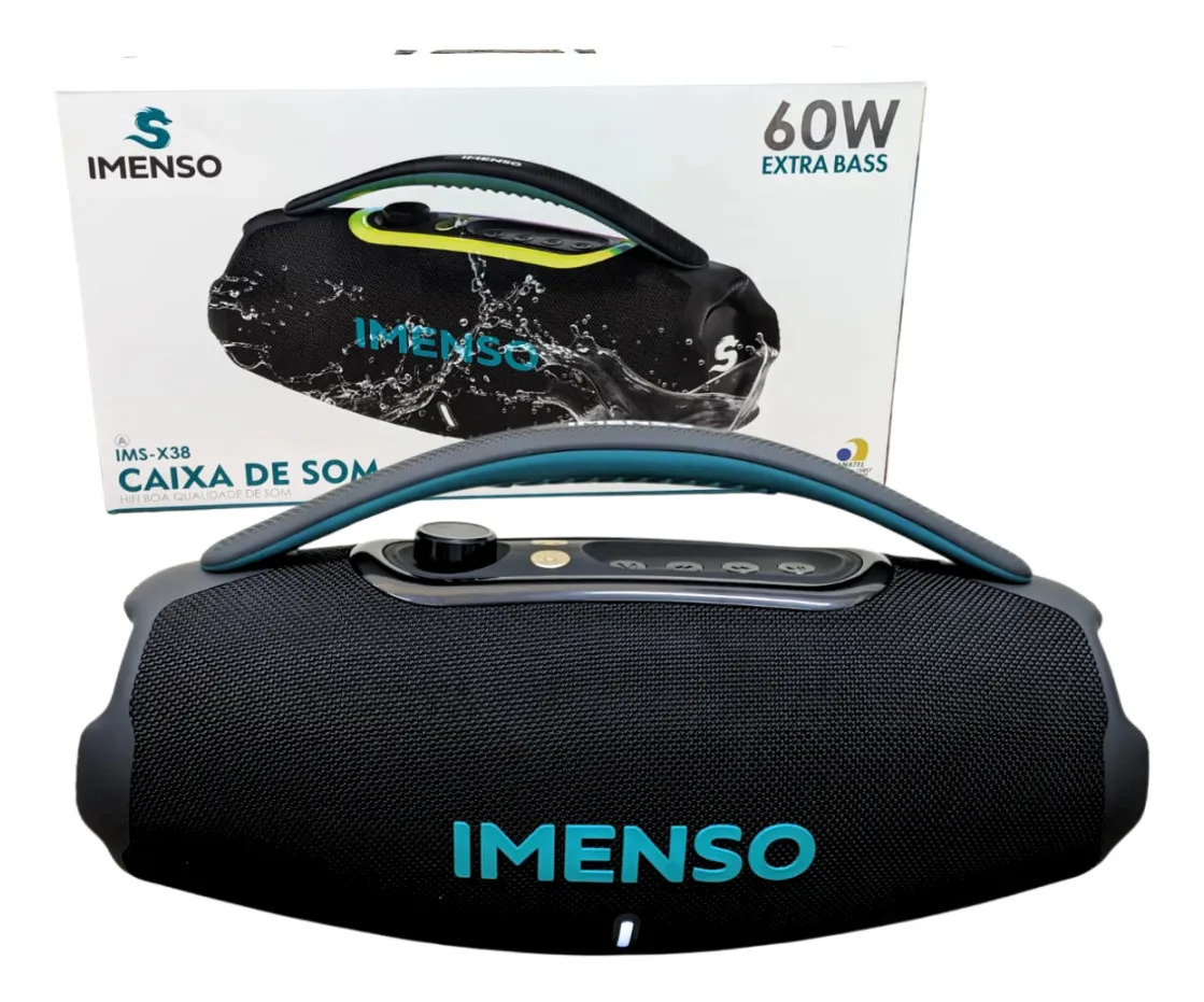 Boombox Caixa De Som Bluetooth 60w Extra Bass Tws Preto 127/220v