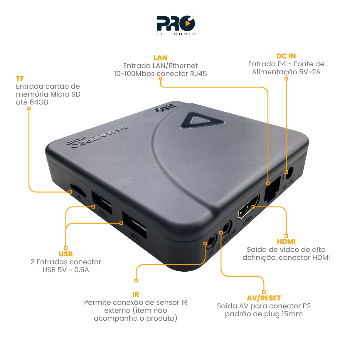 Smart Box Proeletronic Smartpro Prosb-3000/16 Gb 4k Hd Preto Padrão - Imagem 2