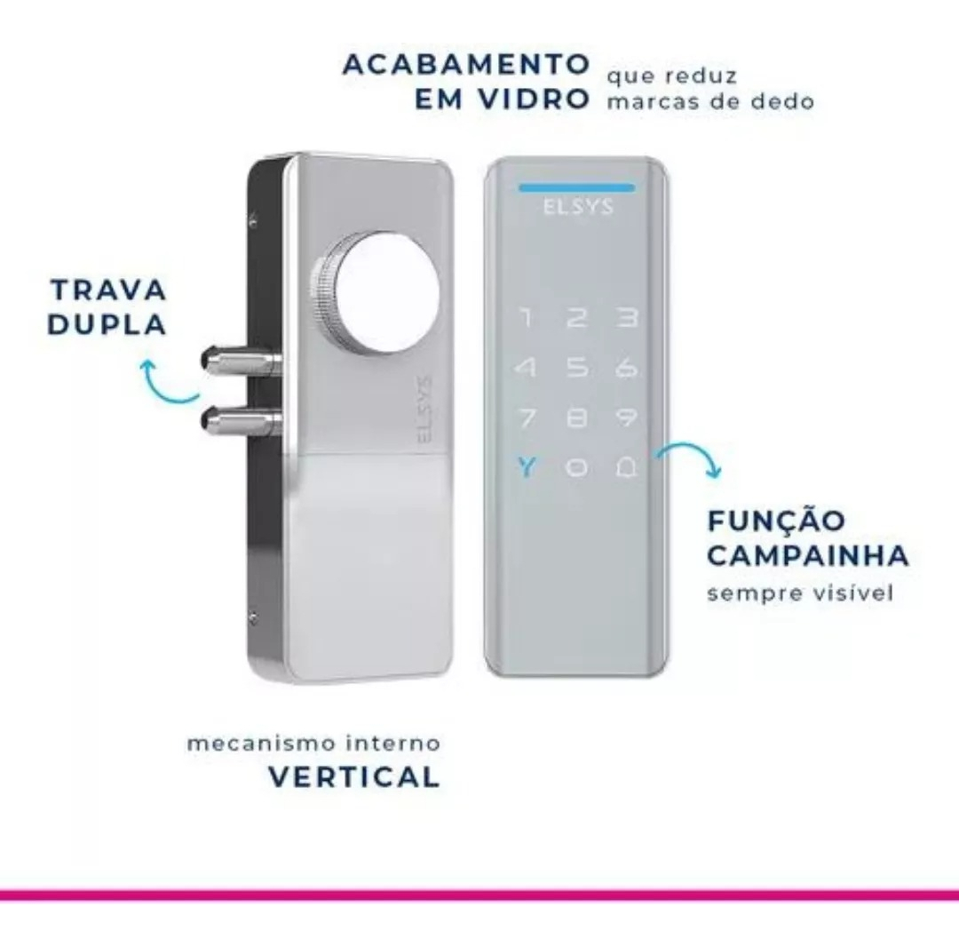 Fechadura Digital Elsys Senha E Tag Pop Sobrepor 1100 Prata Cor Prata - Imagem 5