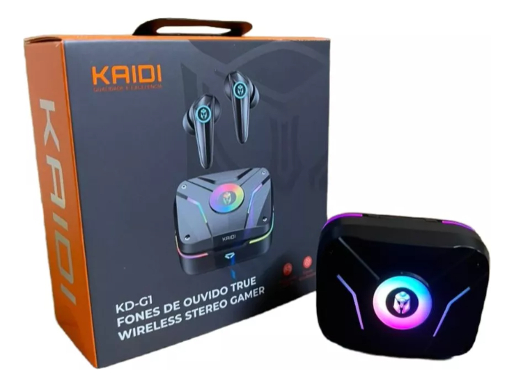 Fone Kaidi Kd-g1 Tws Gamer Led Rgb Som Premium Preto - Imagem 2
