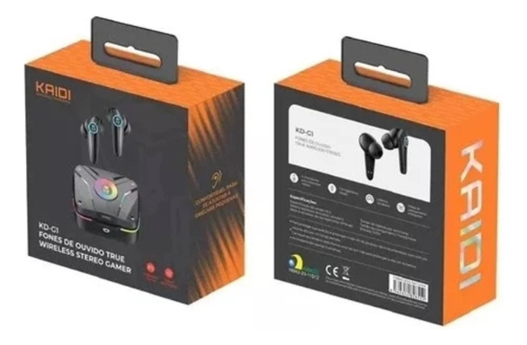 Fone Kaidi Kd-g1 Tws Gamer Led Rgb Som Premium Preto - Imagem 3