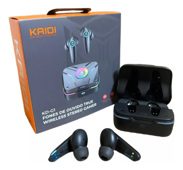 Fone Kaidi Kd-g1 Tws Gamer Led Rgb Som Premium Preto - Imagem 4