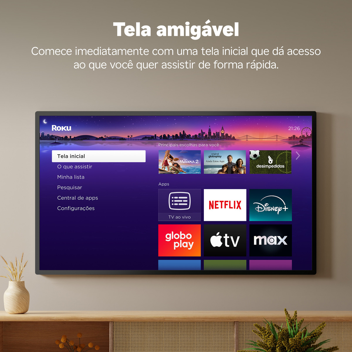 Roku Streaming Stick Controle Voz Transforma Tv Smart Preto De Voz - Imagem 7