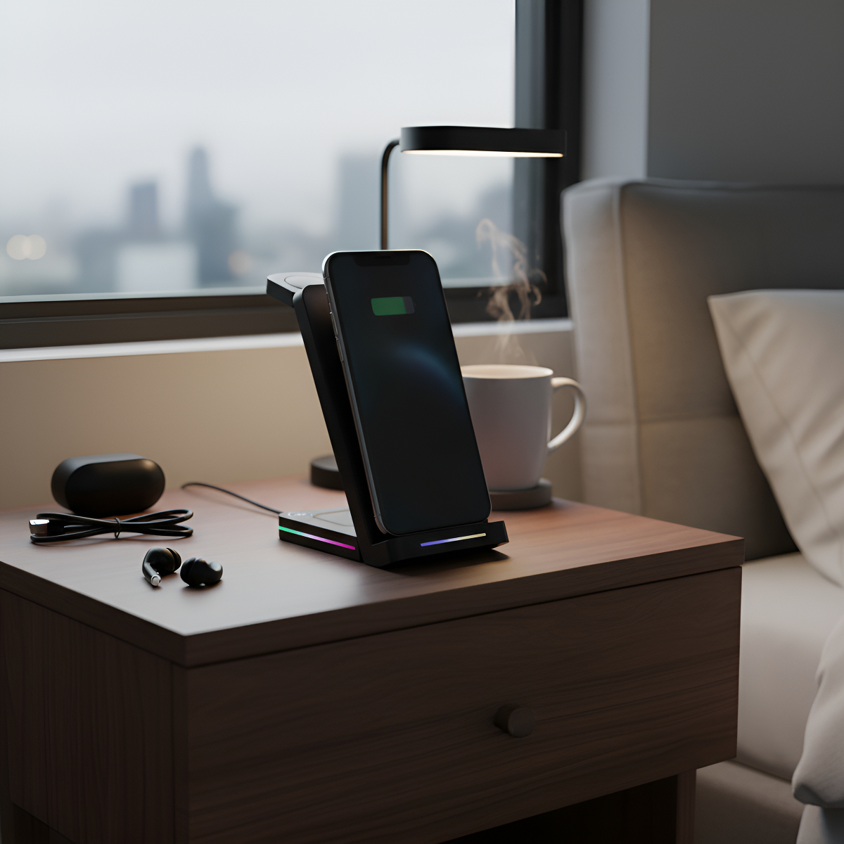 Carregador Indutivo Dobrável Rápido 3 Em 1 Wireless Preto - Imagem 3