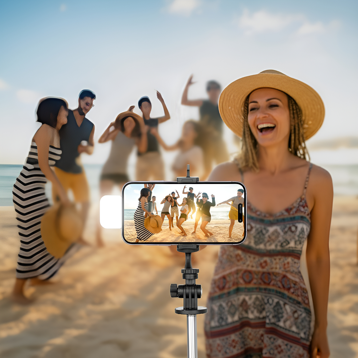 Bastão Selfie Com Luz Led 135cm Controle 360° Preto - Imagem 3