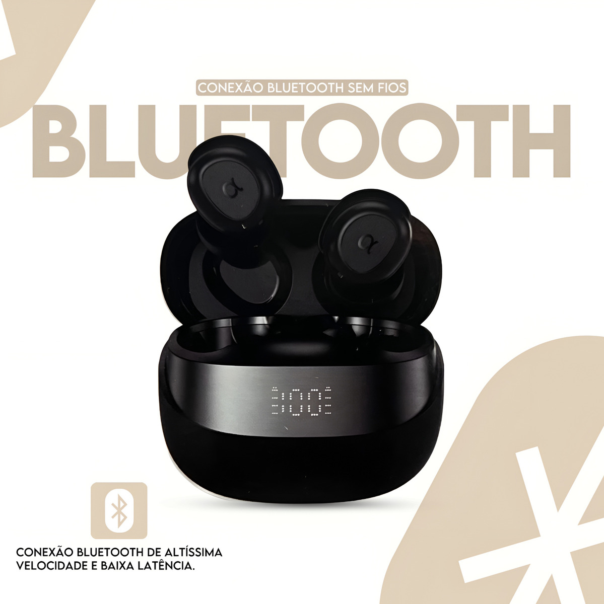 Fone De Ouvido Bluetooth Preto Som Forte Preto - Imagem 4