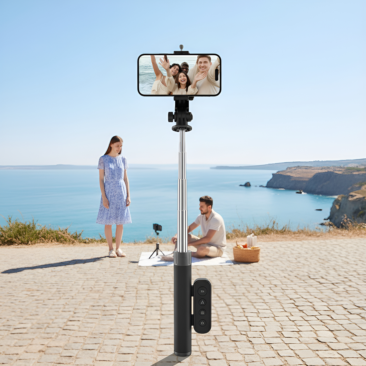 Bastão Selfie Com Luz Led 135cm Controle 360° Preto - Imagem 7