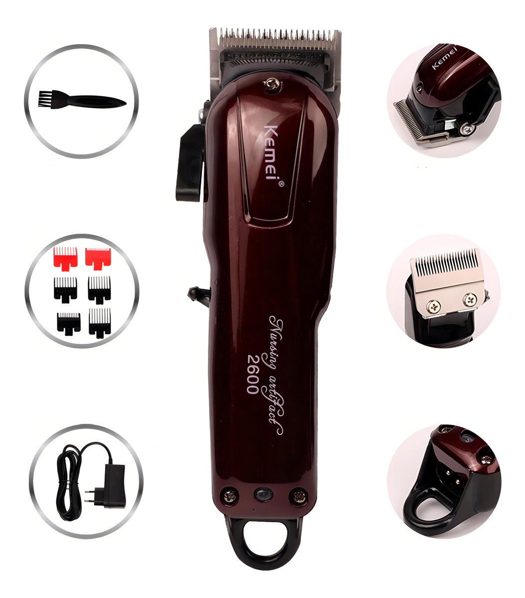 Máquina Kemei 2600 Desempenho Premium Bordô 127/220v - Imagem 5
