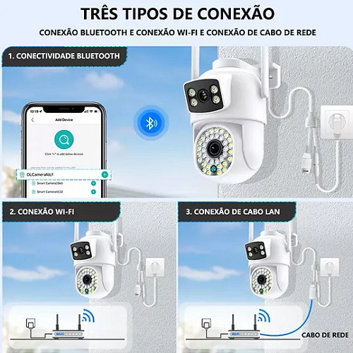 Câmera Wi-fi Externa 6mp Jtz-9690pro Segurança Residencial Branco - Imagem 5