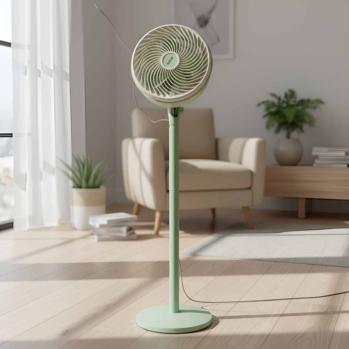 Ventilador De Chão Mesa Regulavel 3 Niveis 110v Potente 25 Cm Verde-claro 110v Plástico 5 - Imagem 5