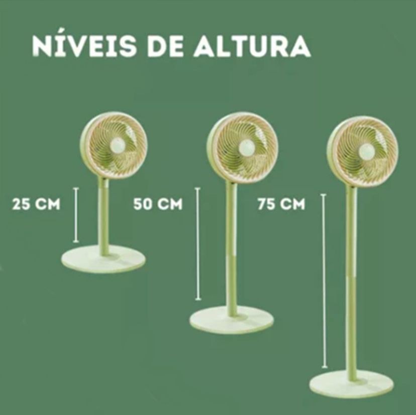 Ventilador De Chão Mesa Regulavel 3 Niveis 110v Potente 25 Cm Verde-claro 110v Plástico 5 - Imagem 7