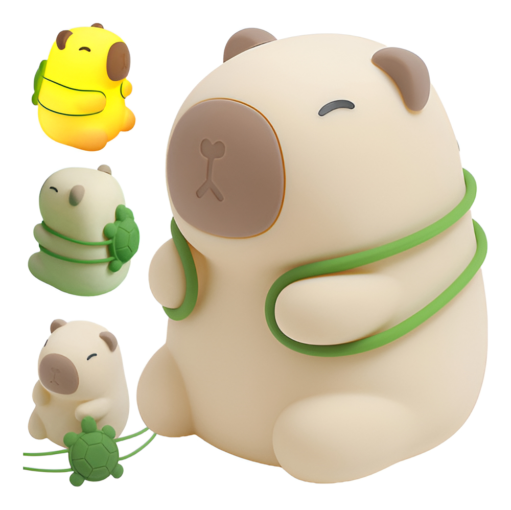 Luminária Capivara Silicone Recarregável Abajur Infantil Led Bege 127/220v