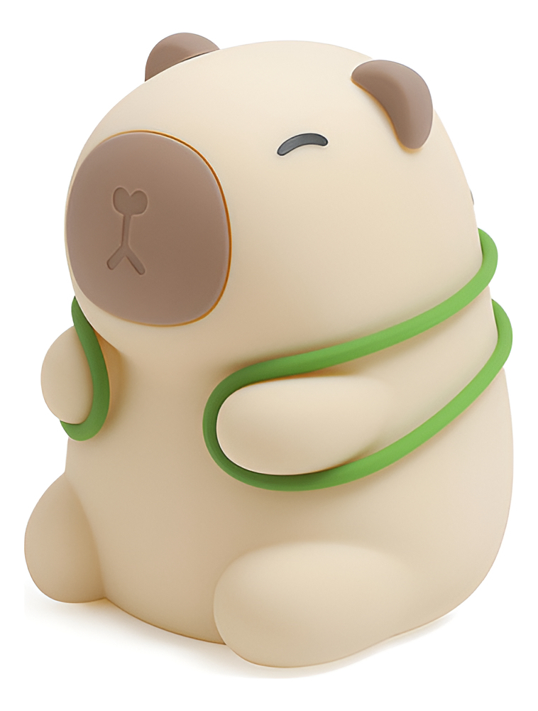 Luminária Capivara Silicone Recarregável Abajur Infantil Led Bege 127/220v - Imagem 7
