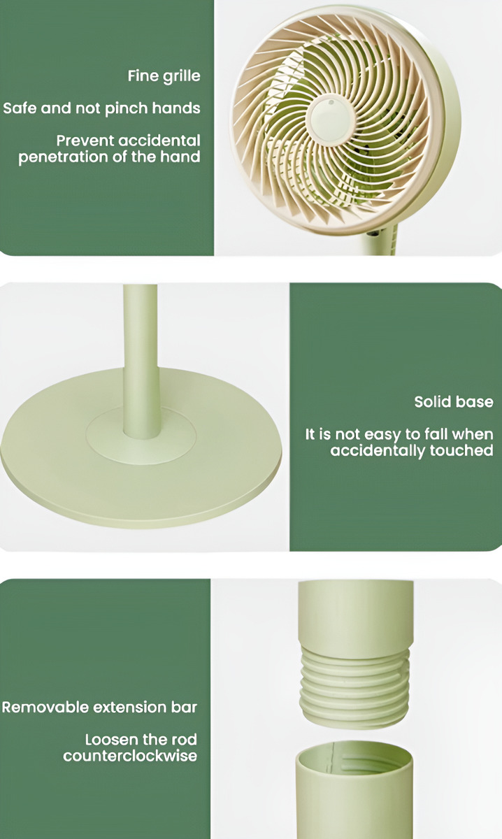 Ventilador De Chão Mesa Silencioso E Potente E Eficiente 25 Cm Verde-claro 110v Plástico 5 - Imagem 5