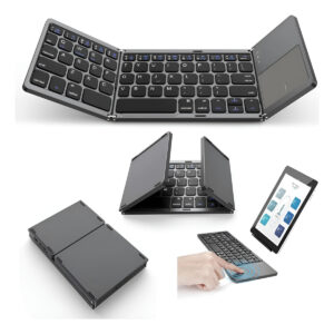 Mini Teclado Touch Dobrável Bluetooth Para Celular E Tablet Cinza