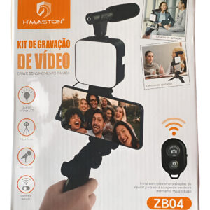Tripé Profissional H'maston Completo P/ Vlog, Youtube Tiktok Preto
