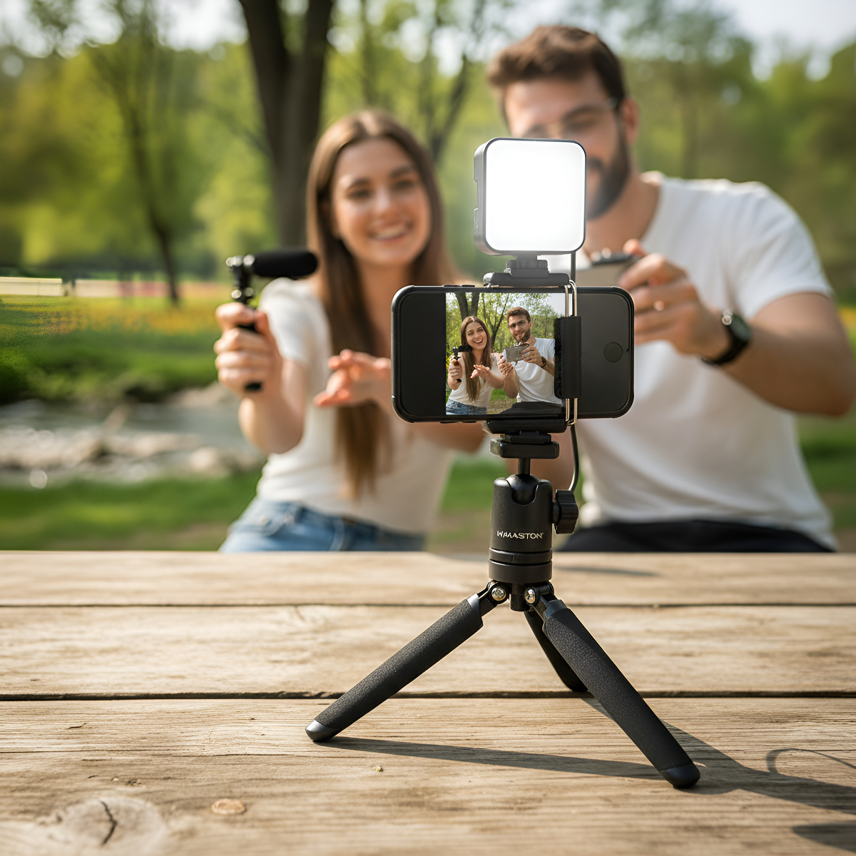 Tripé Profissional H'maston Completo P/ Vlog, Youtube Tiktok Preto - Imagem 4