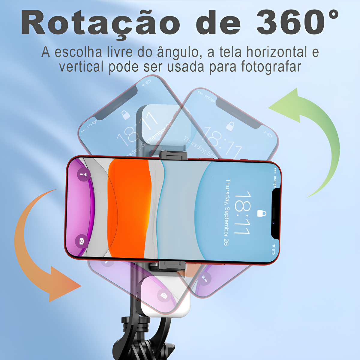 Bastão Tripé Selfie Com Led E Controle 135cm Tripé 135cm Preto - Imagem 6