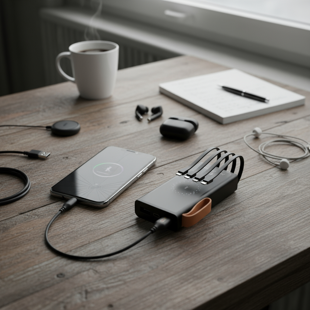 Power Bank Hmaston 20000mah 3a Max Com Led E Cabos Preto - Imagem 3