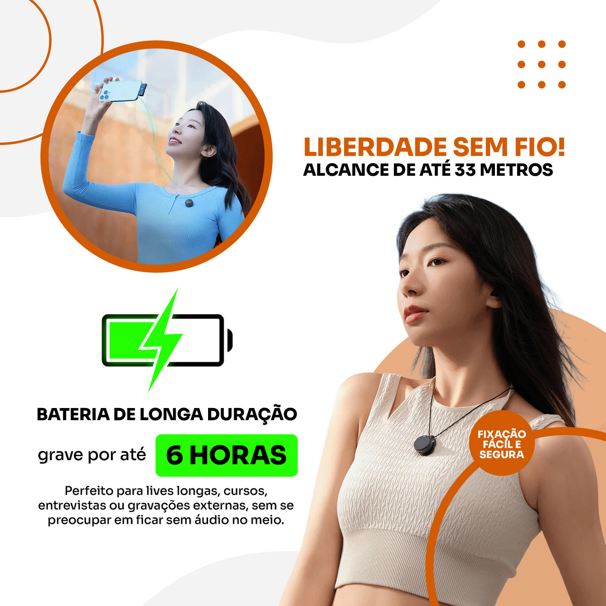 Microfone Lapela Duplo Sem Fio Tipo-c Anti Ruído - Imagem 2