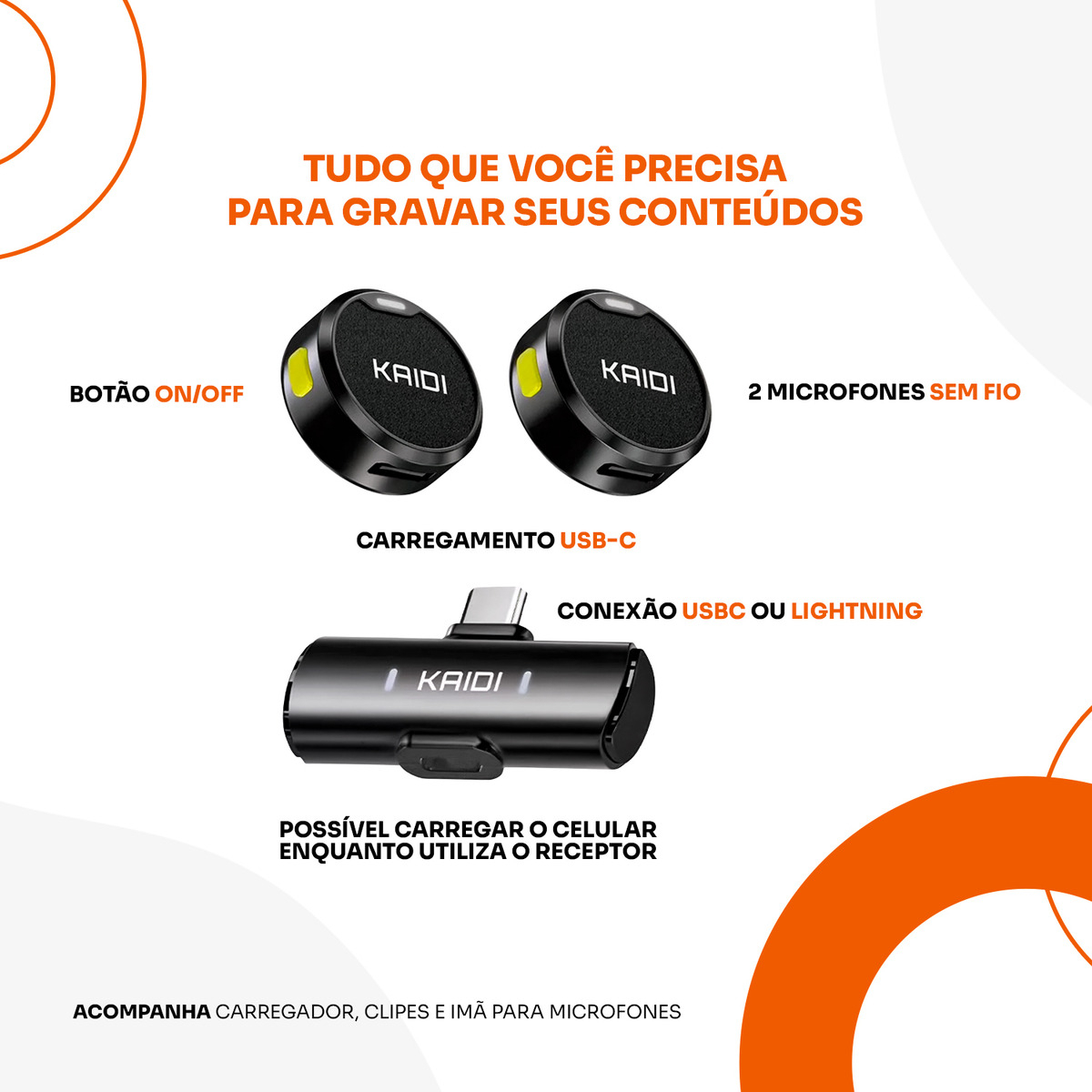 Microfone Lapela Duplo Sem Fio Tipo-c Anti Ruído - Imagem 3