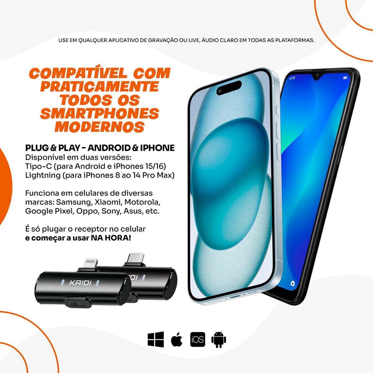Microfone Lapela Duplo Sem Fio Tipo-c Anti Ruído - Imagem 4