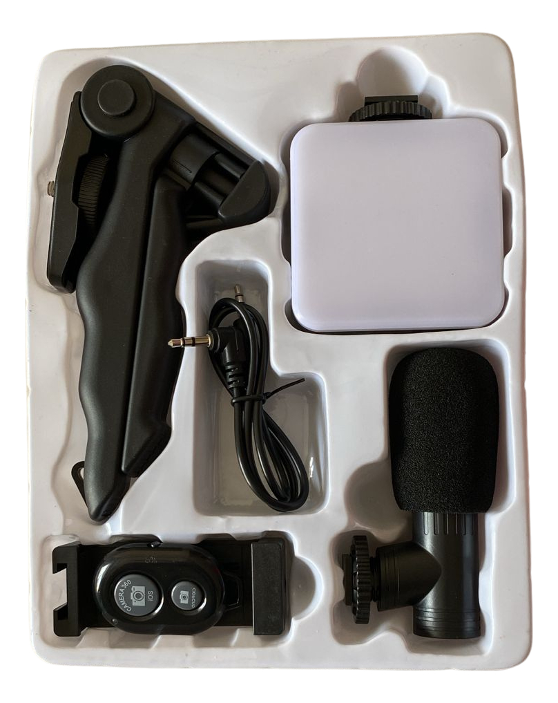 Tripé Profissional H'maston Para Gravação Com Led Microfone Preto - Imagem 2