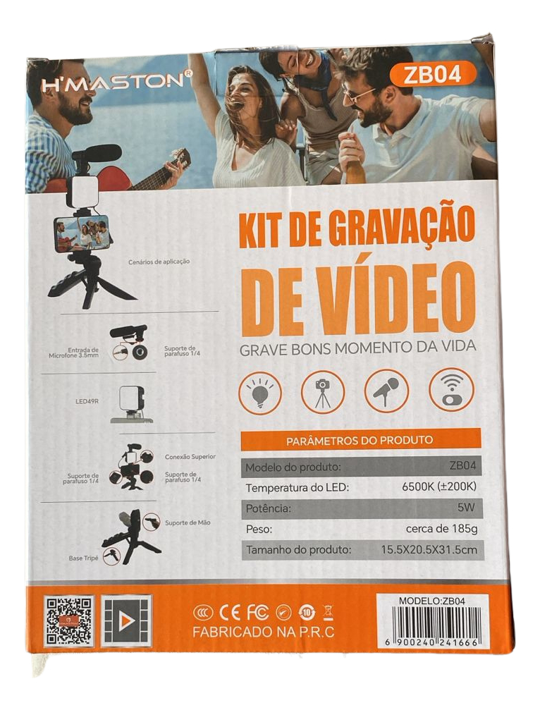 Tripé Profissional H'maston Para Gravação Com Led Microfone Preto - Imagem 4