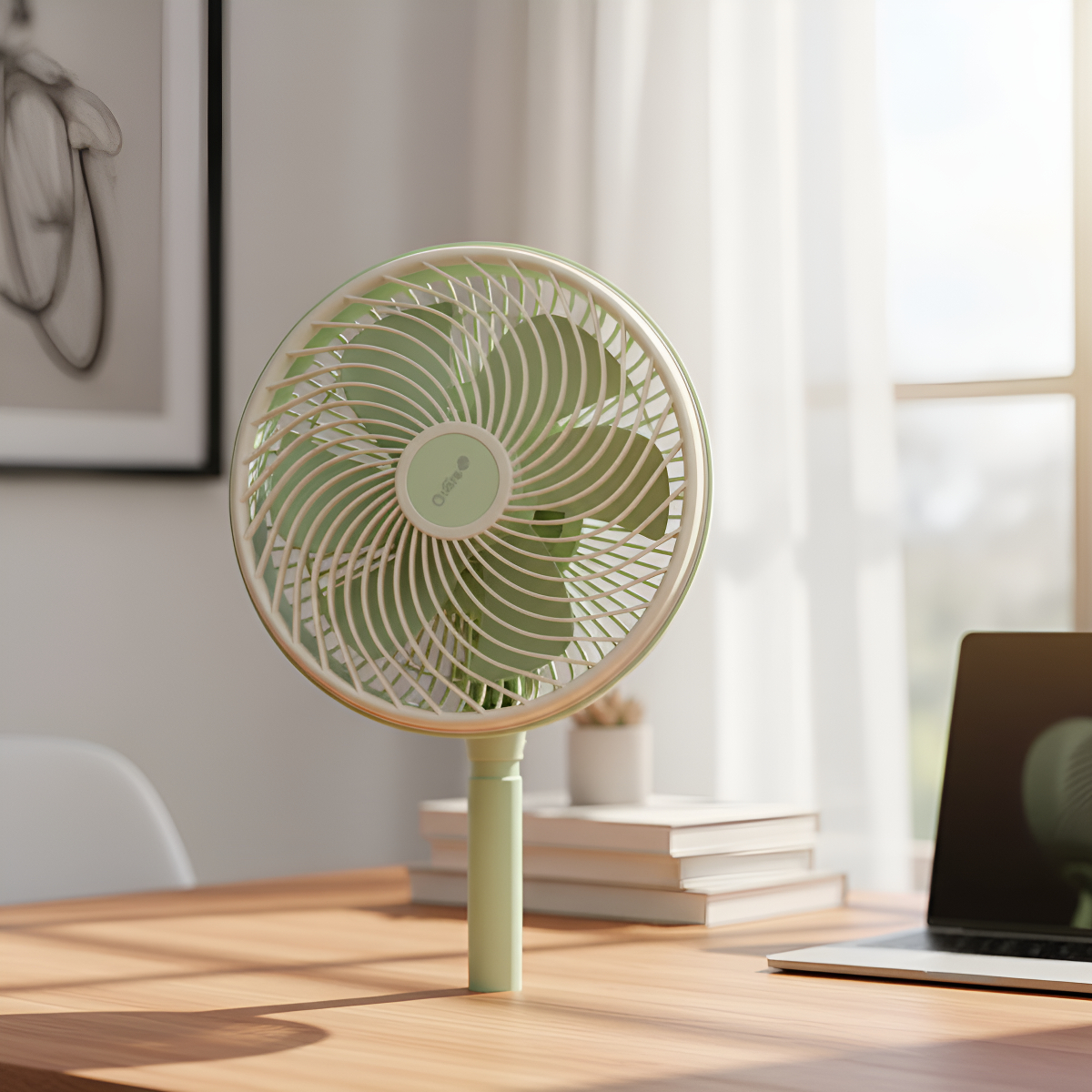 Ventilador De Chão Mesa Regulavel 3 Ideal Para Escritório 25 Cm Verde-claro 110v Plástico 5 - Imagem 2
