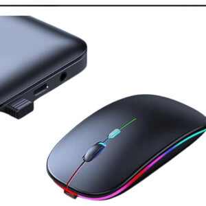 Mouse Sem Fio  Luminoso Recarregável Hmaston Preto