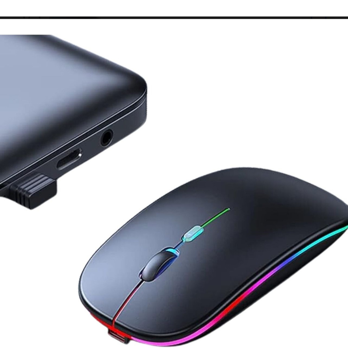 Mouse Sem Fio Luminoso Recarregável Hmaston Preto