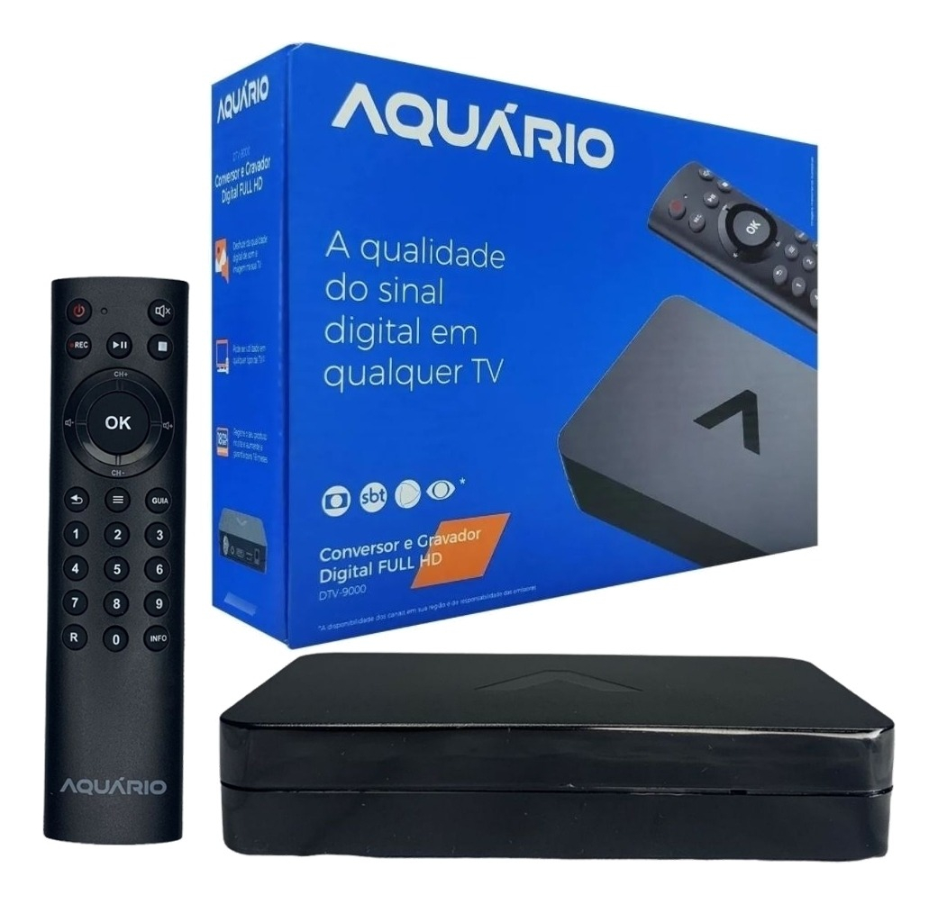 Conversor Aquário Dtv-9000 Full Hd Grava Programas Preto 127/220v