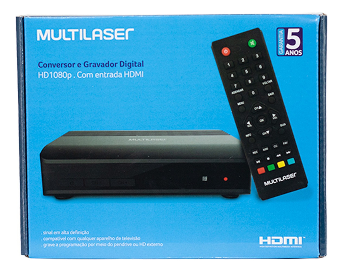 Multilaser Conversor Digital Tv Usb Hdmi 1080p Preto 127/220v