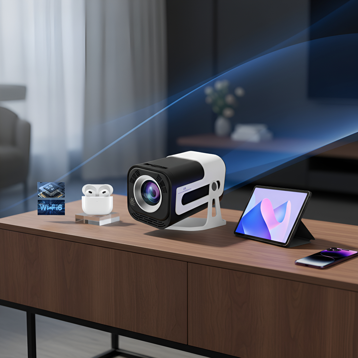 Projetor Portátil Wi-fi 4k Ideal Para Cinema Em Casa Unico 127/220v - Imagem 2