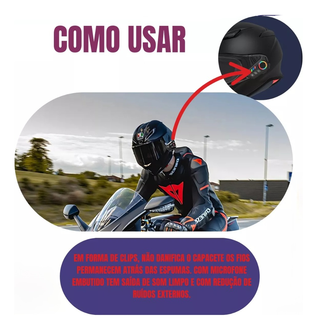Fone Capacete K06 Bluetooth Ideal Para Entregadores - Imagem 3