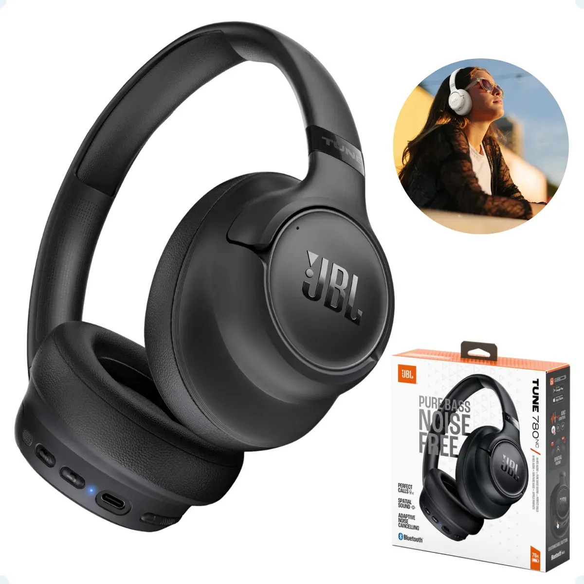 Fone Ouvido Jbl Tune 780nc Bluetooth Preto Original Preto