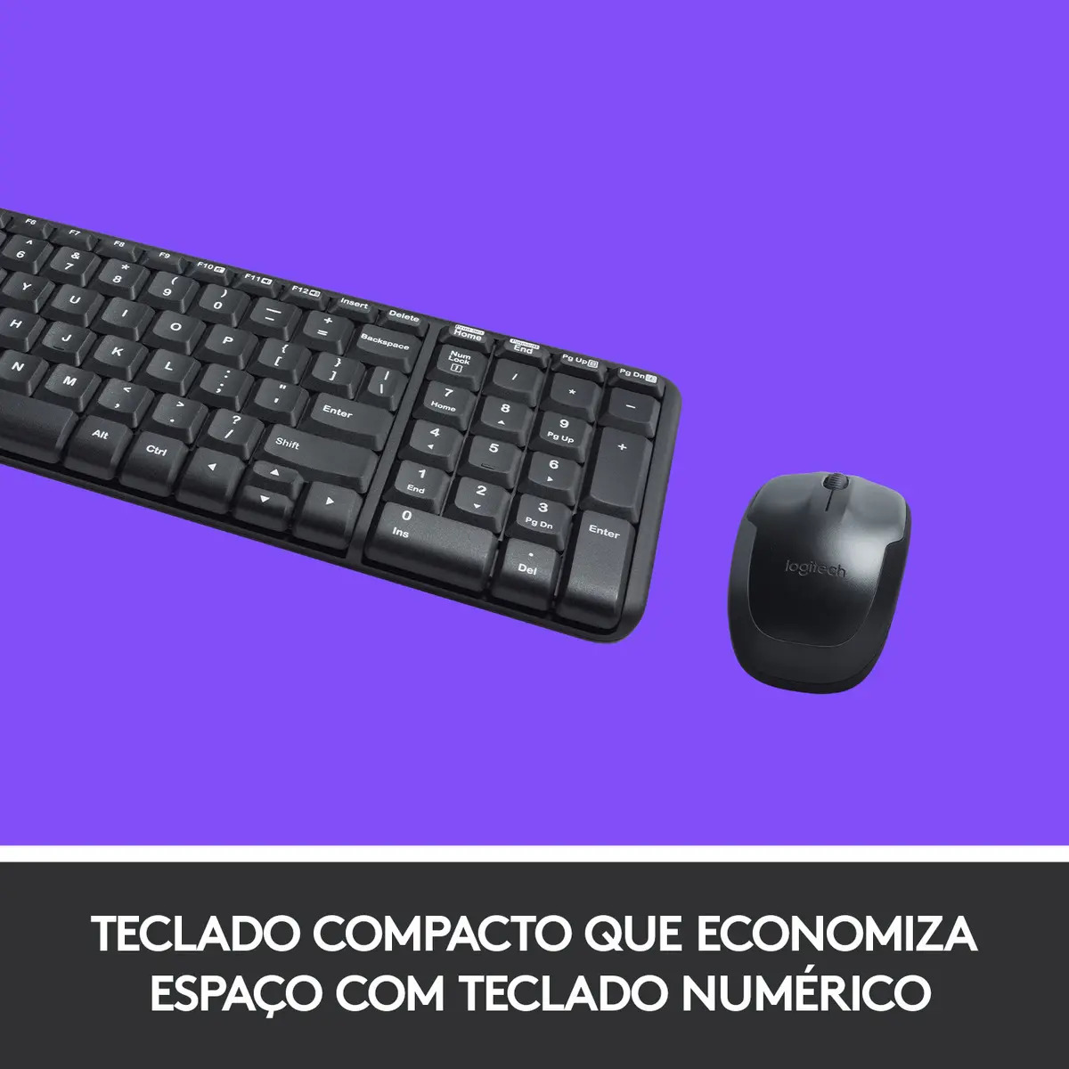 Combo Teclado E Mouse Sem Fio Logitech Mk220 Layout Abnt2 Cor Preto - Imagem 3