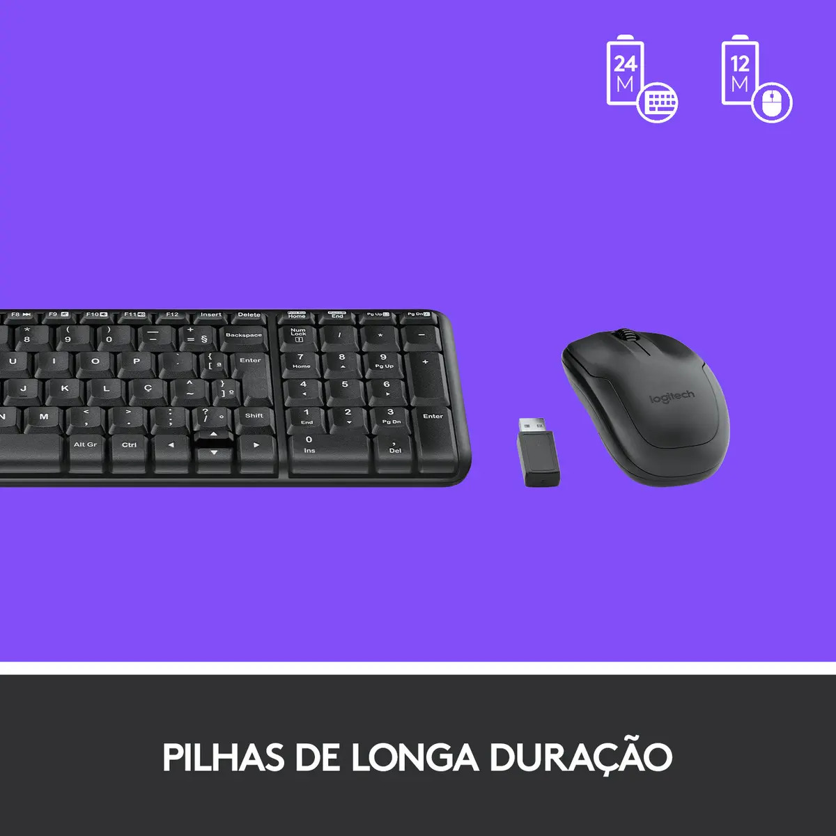 Combo Teclado E Mouse Sem Fio Logitech Mk220 Layout Abnt2 Cor Preto - Imagem 6