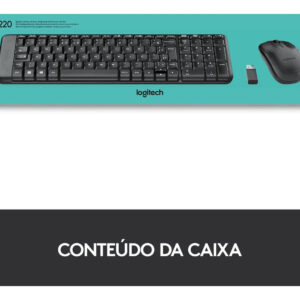 Combo Teclado E Mouse Sem Fio Logitech Mk220 Layout Abnt2 Cor Preto